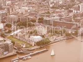 Retro looking Aerial view of London