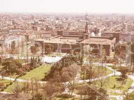 Retro looking Milan aerial view