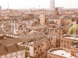 Retro looking Aerial view of Turin