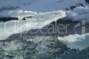 Ice blocks melting at glacier lagoon Jokulsarlon, Iceland