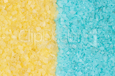 blue and yellow bath salt background