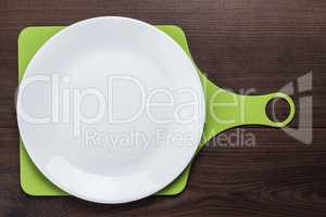 white plate and cutting board