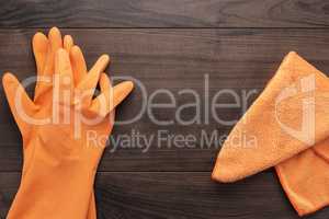 orange rubber cleaning gloves