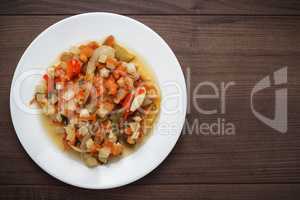 stewed vegetables with sauce on the plate