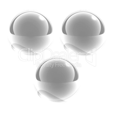 white glass spheres isolated