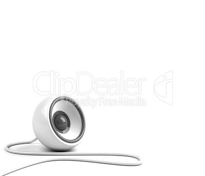 white speaker with cable
