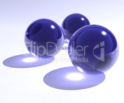 blue glass spheres