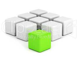 bright green box ouf of the crowd concept