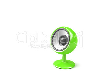 bright green speaker on pedestal