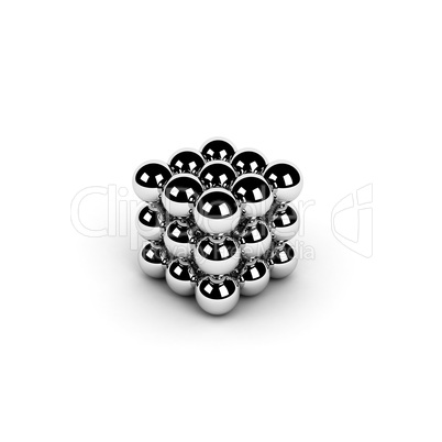 cube of chrome spheres