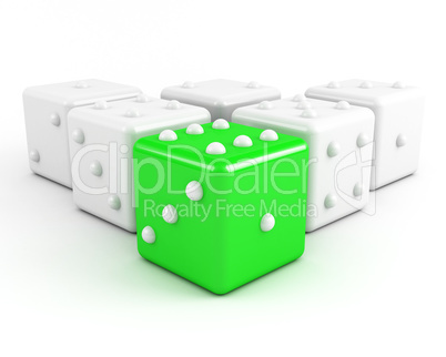 dices leadership concept. green