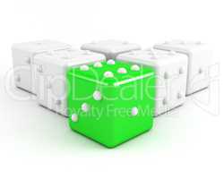 dices leadership concept. green