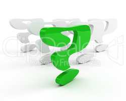 green question-mark. leadership concept