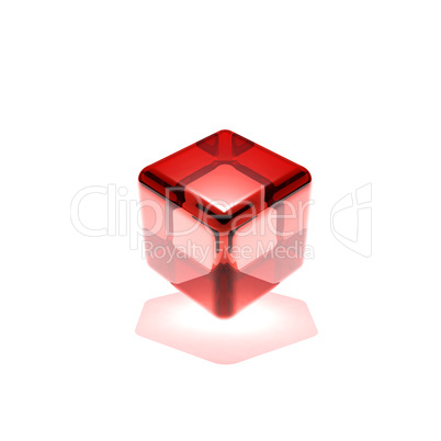 red glass cube rotated