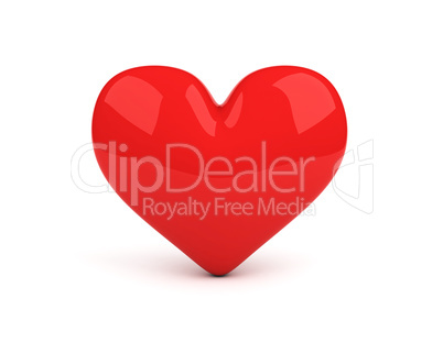 red heart over white background