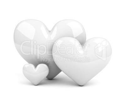 three white hearts. symbol of family