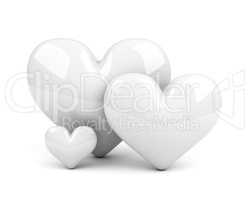 three white hearts. symbol of family