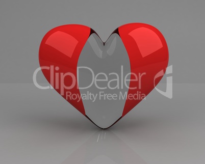 transparent heart over grey background