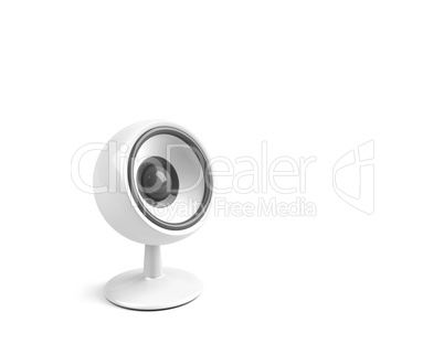 white speaker on pedestal