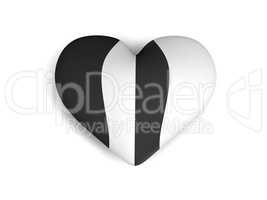 black and white heart lying on the white background