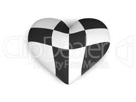 black and white heart on the white background