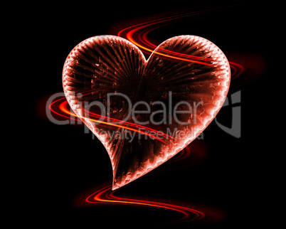 red icy heart with fiery waves around