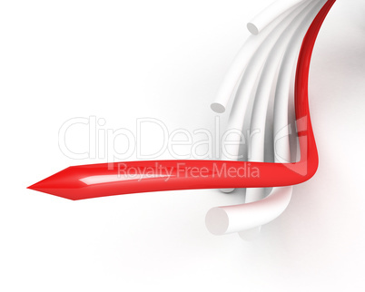 red leading cable over white background