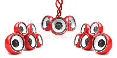 red stylish audio system over white