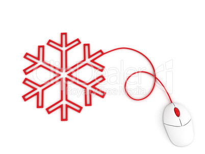 snowflake depicted by computer mouse