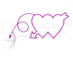 two violet hearts depicted by computer mouse cable