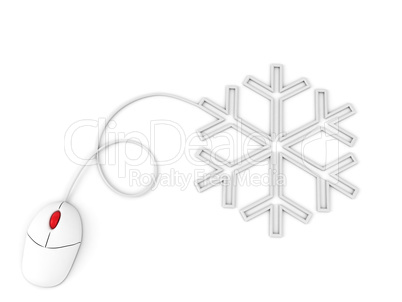 white snowflake depicted by computer mouse