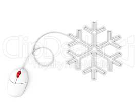 white snowflake depicted by computer mouse
