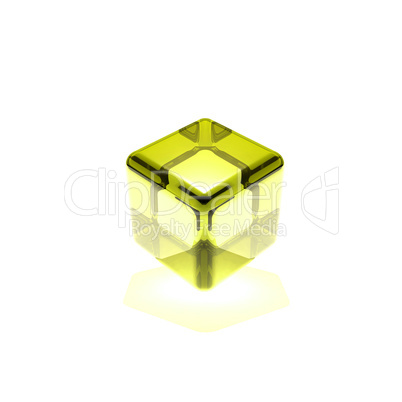 yellow glass cube rotated