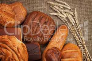 fresh bread with ears of rye