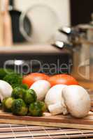 fresh food ingredients on the kitchen table