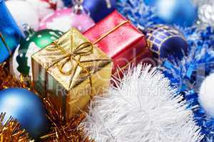 gifts and christmas decoration background
