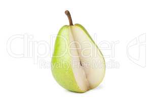 sliced fresh juicy pear isolated over white background