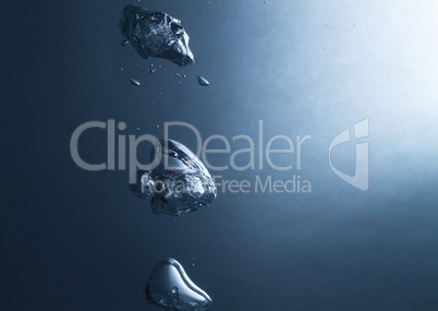 big air bubbles in water stylish blue background