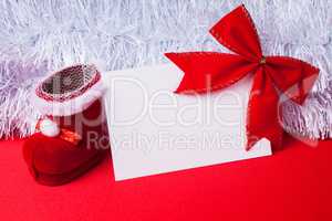 greeting card and christmas red decoration