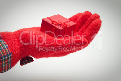 hand giving present isolated over white background