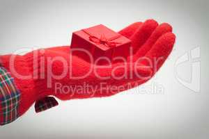 hand giving present isolated over white background