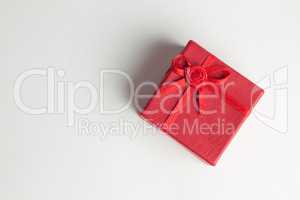 red present box over white