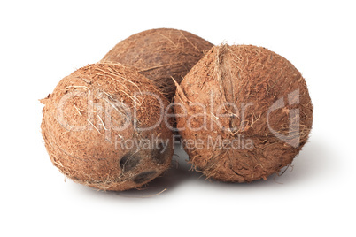 three coconuts isolated on the white background