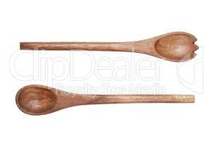two wooden spoons isolated over white background
