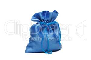 blue christmas bag with present on the white background