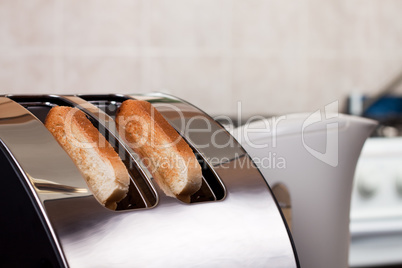 bread toaster in the kitchen morning time