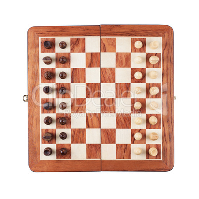 chess board with figures isolated over white background