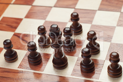 chess strategy concept on grey background