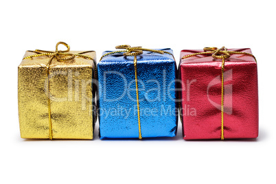 colorful present boxes isolated over white background