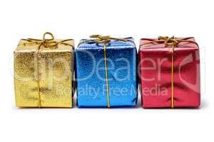 colorful present boxes isolated over white background